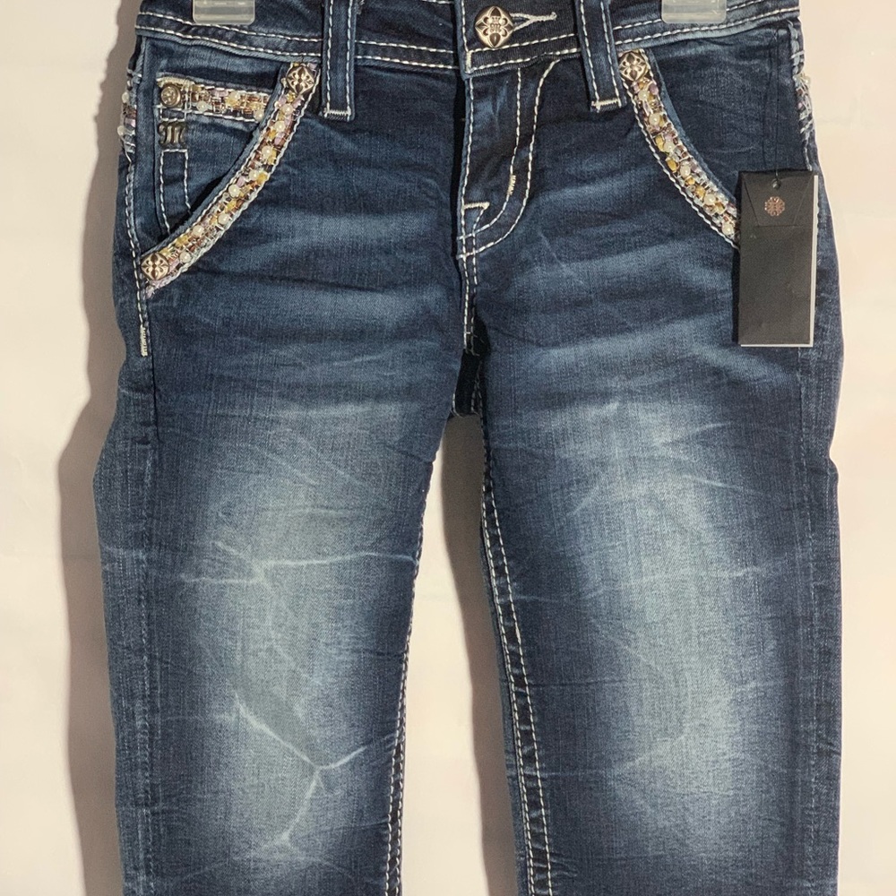 🔥 Miss me denim CAPRIS bling teens girls 8 NWT - Picture 2 of 8